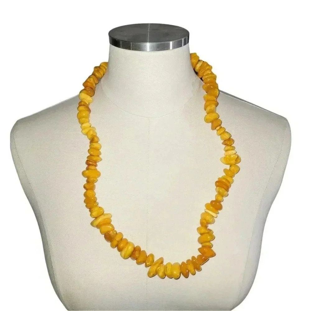 Vintage Amber Butterscotch Egg Yolk Chunky Beaded Necklace 95 grams